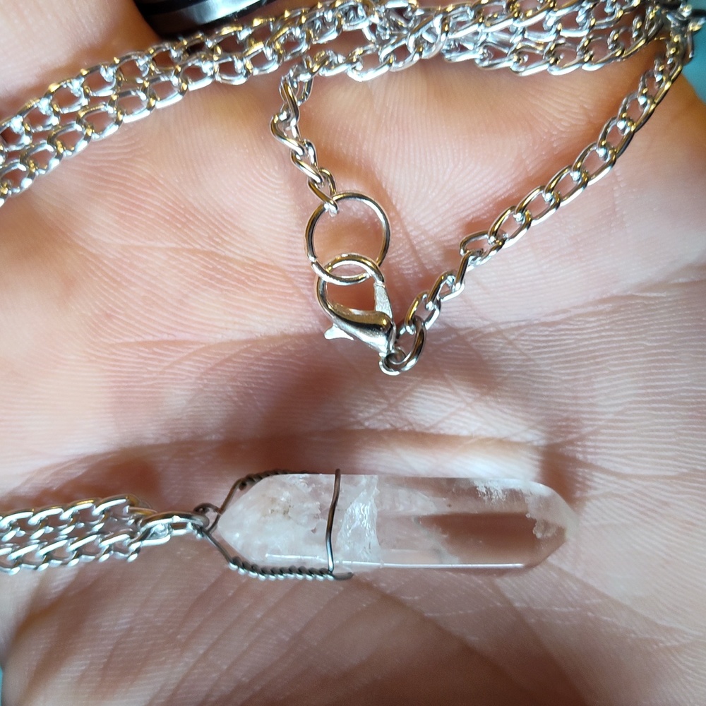 Handcrafted Wire Wrapped Quartz Crystal Necklace